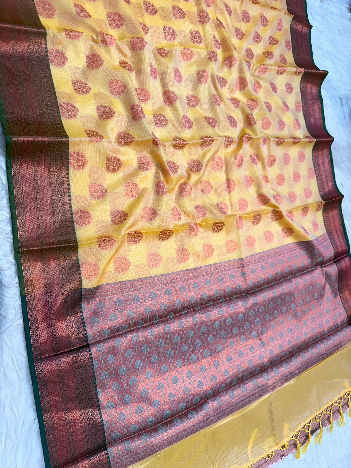 Yellow shade kota silk premium Banarasi saree