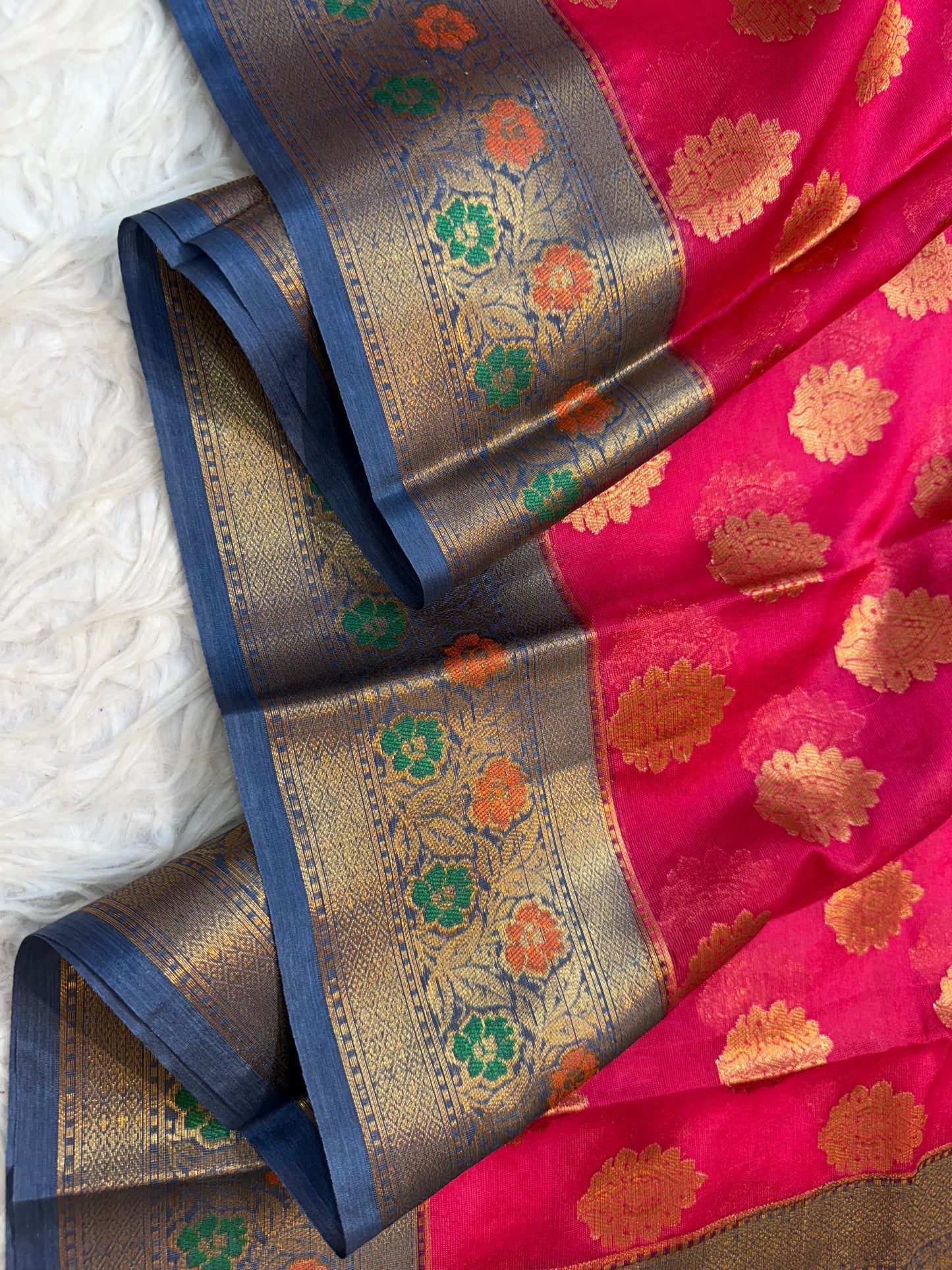 Mharani gray warm silk premium Banarasi saree