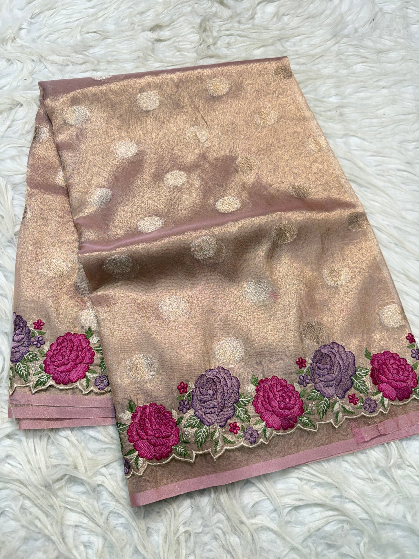 Banarasi tissue cutwork embroidery saree