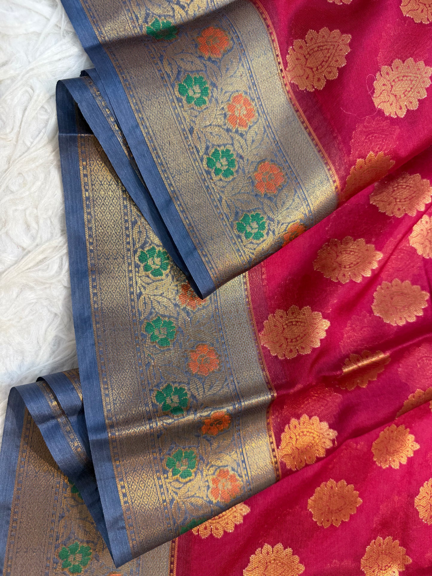 Red gray warm silk premium Banarasi saree