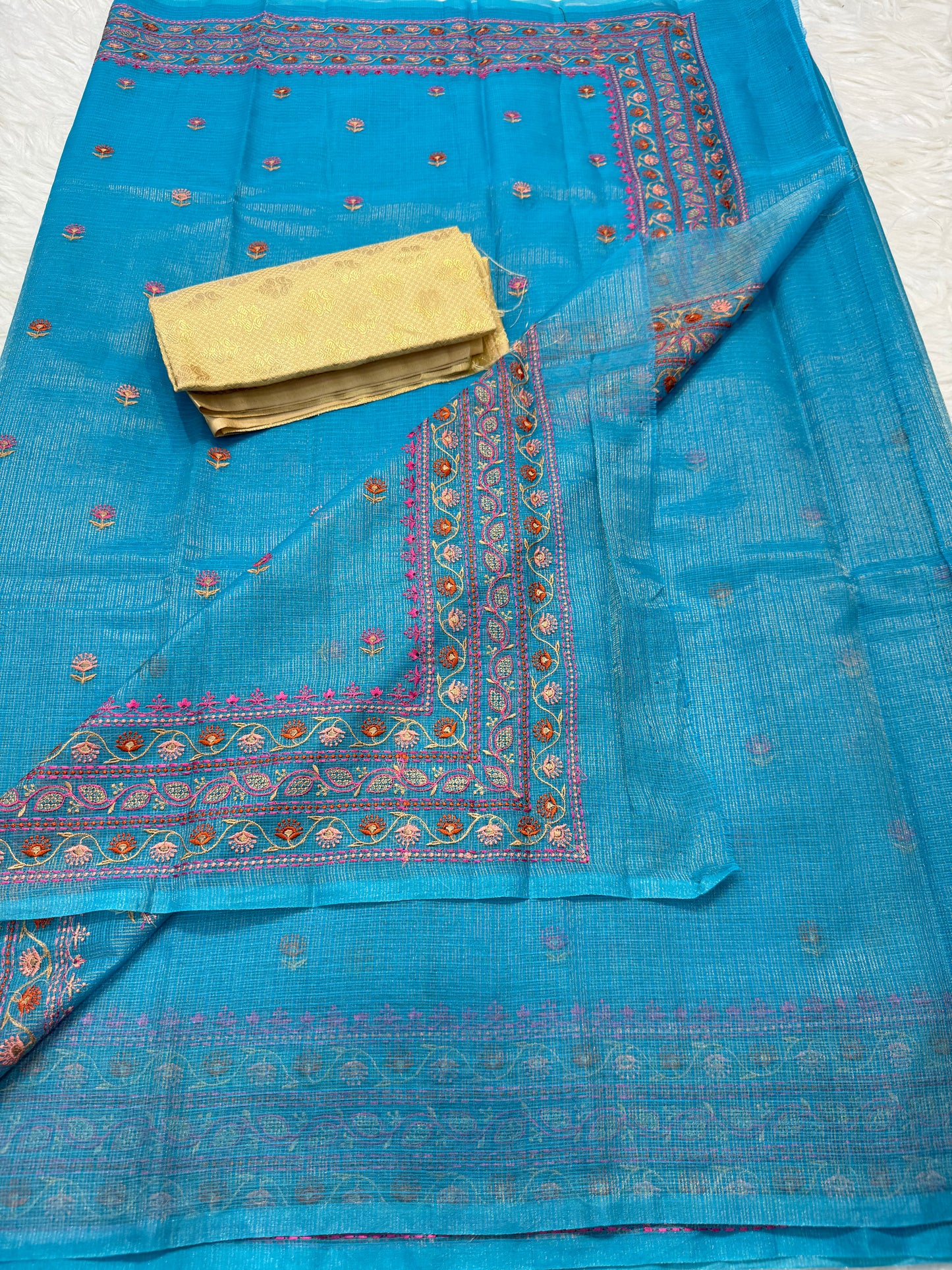 Banarasi tissue embroidery saree