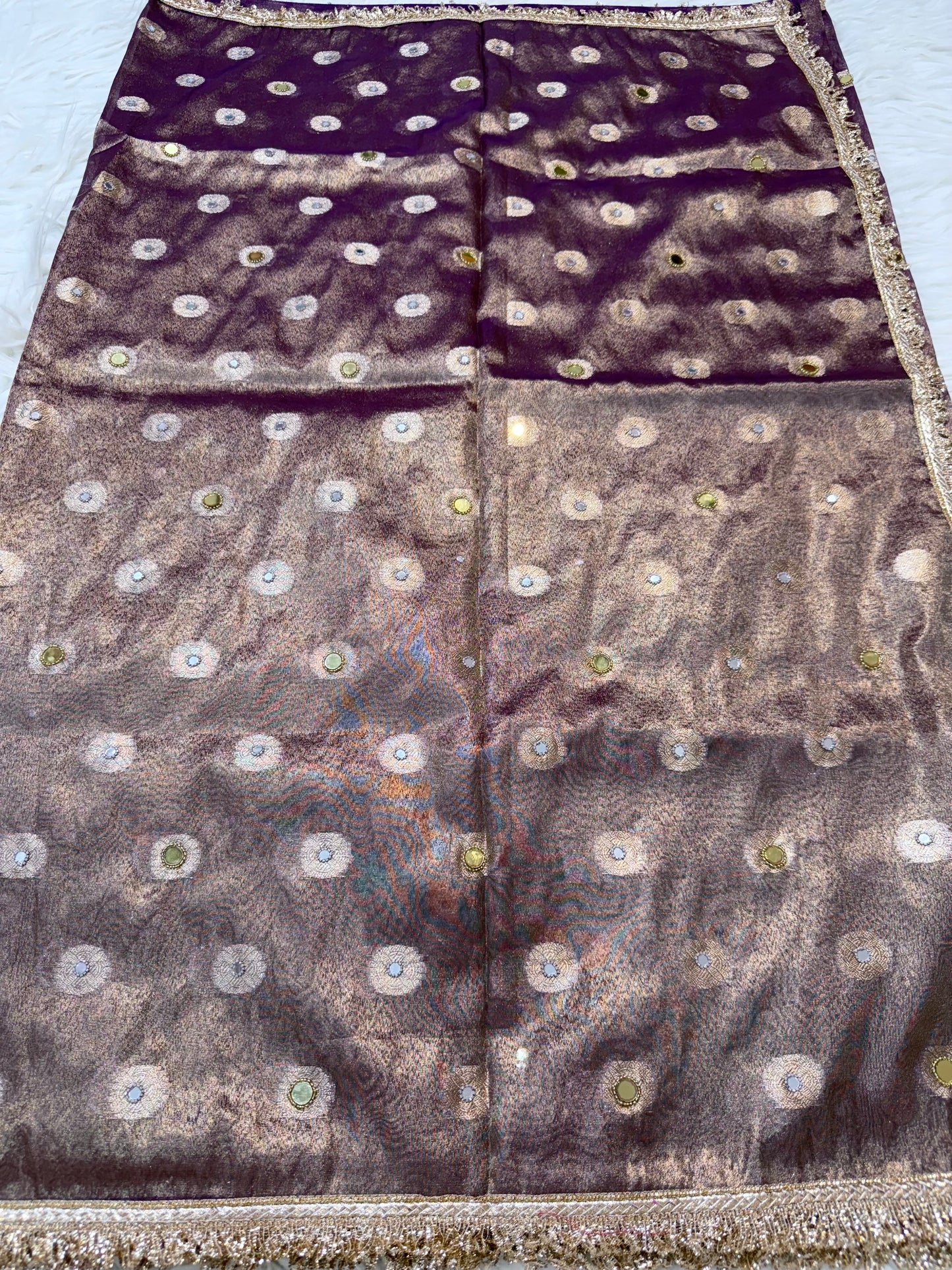 Magenta shade tissue ari & zardosi work designer premium Banarasi saree