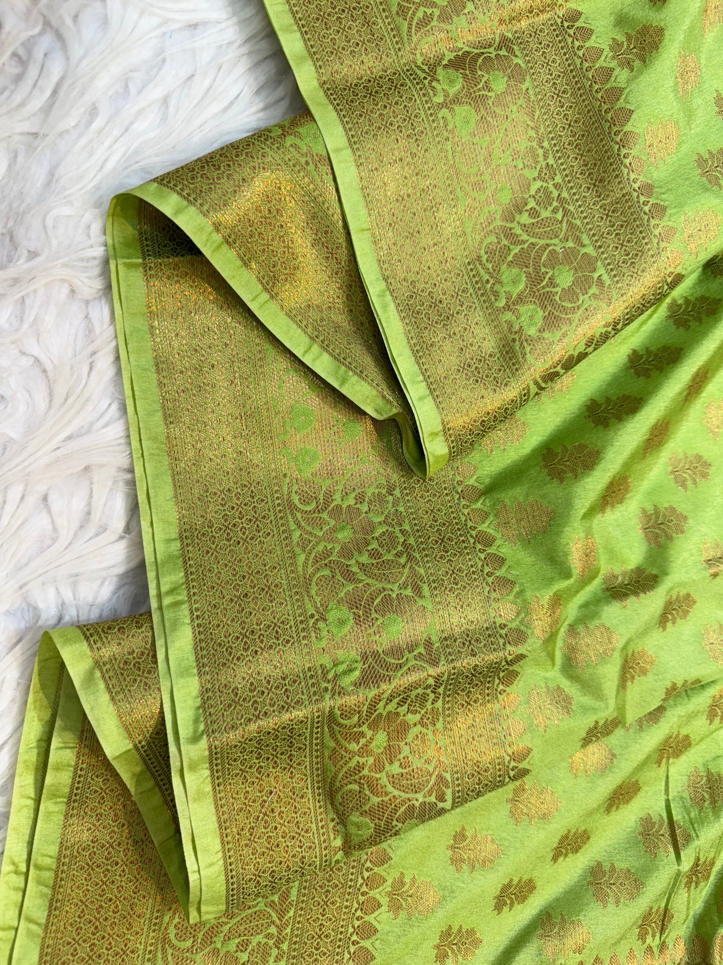 Pista green shade Dupion Silk premium Banarasi Saree