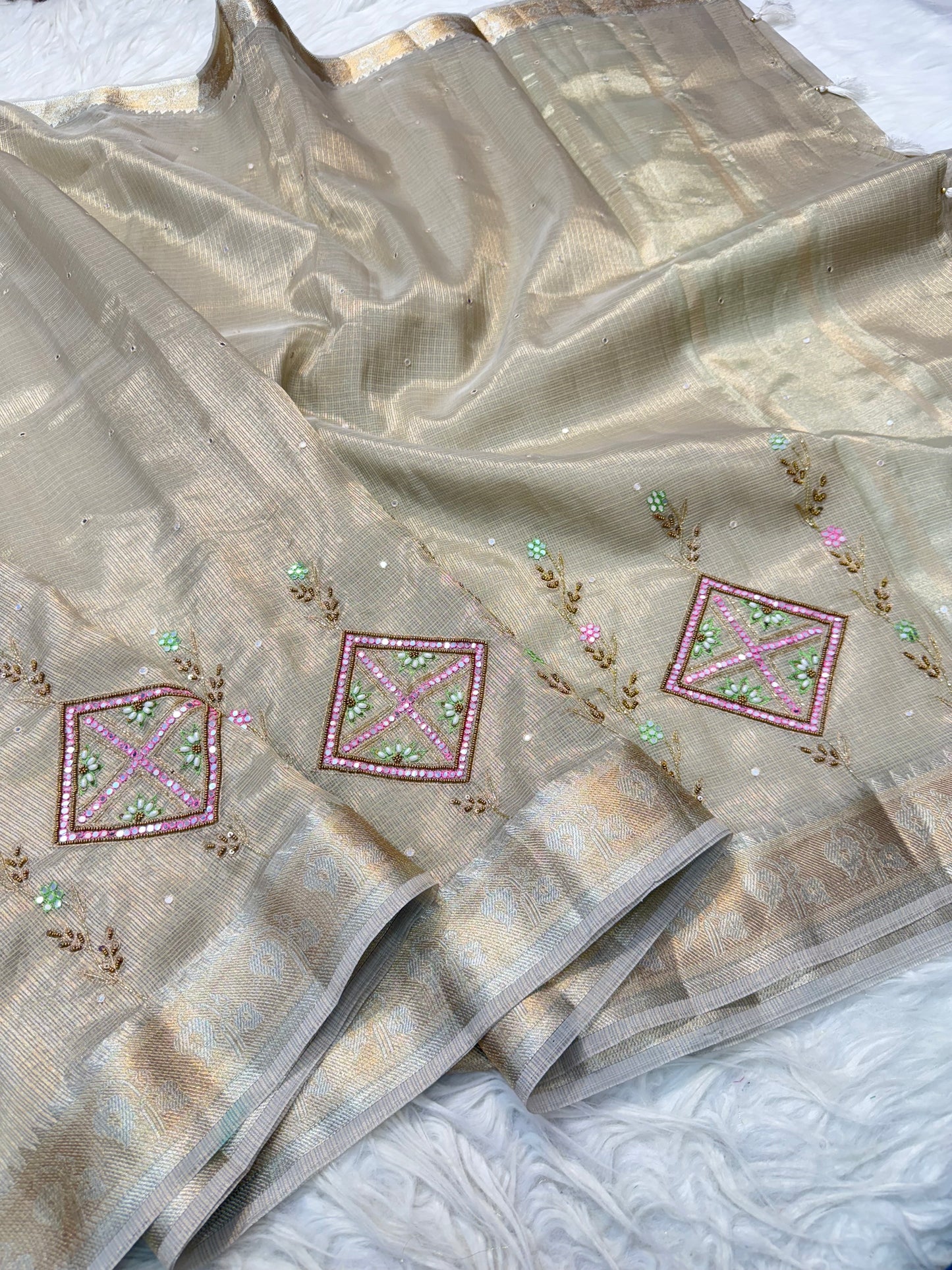 Tissue Kota handwork Banarasi Sarees