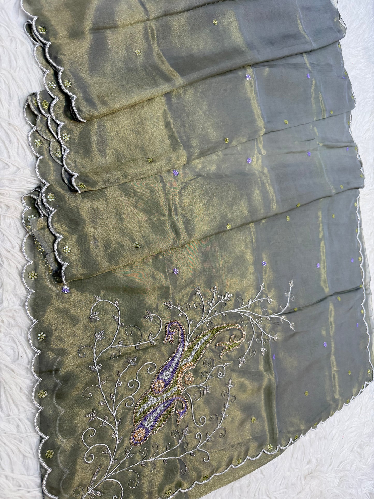 Tissue zardosi work fancy party wear