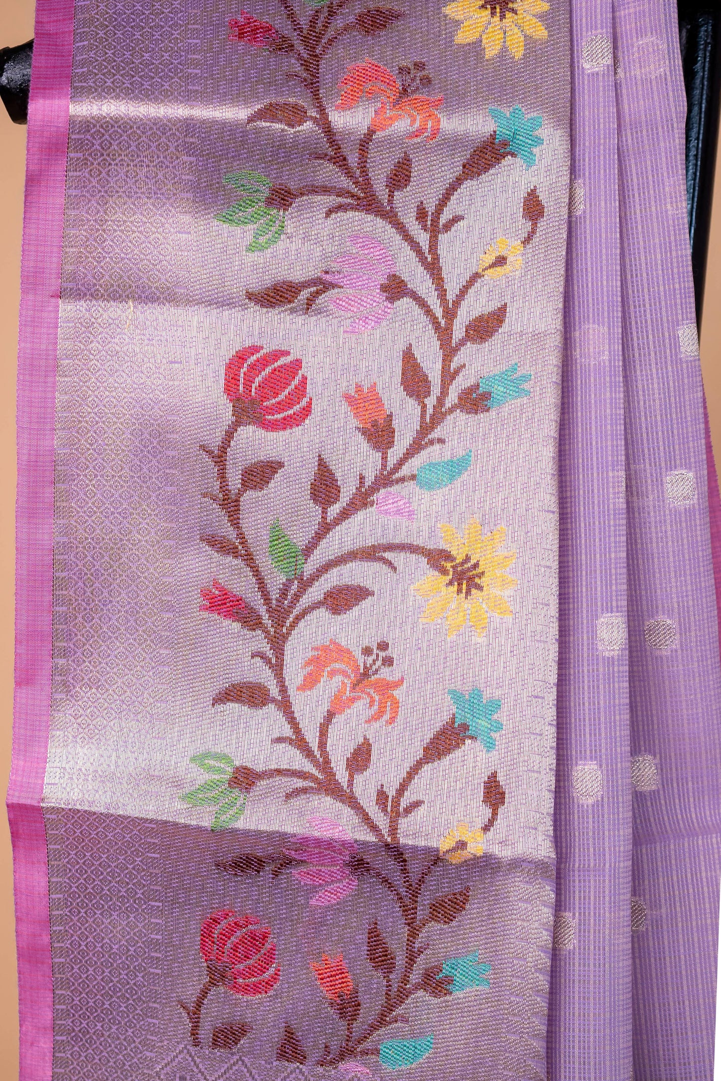 Lavender Cotton Kota Designer Pathni Border Premium Banarasi Saree
