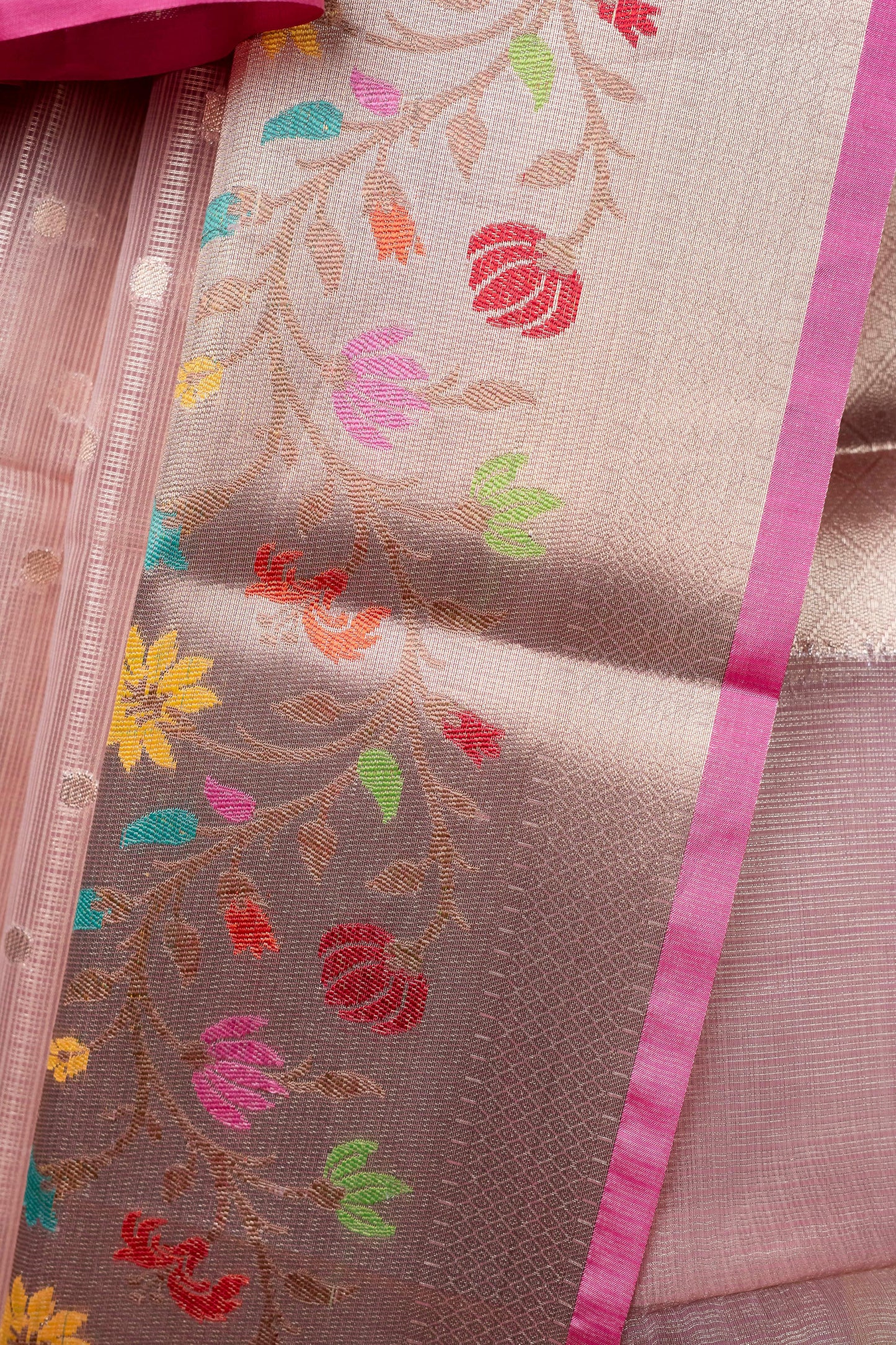Peach Tissue Kota Designer Paithni Border Premium Banarasi Saree