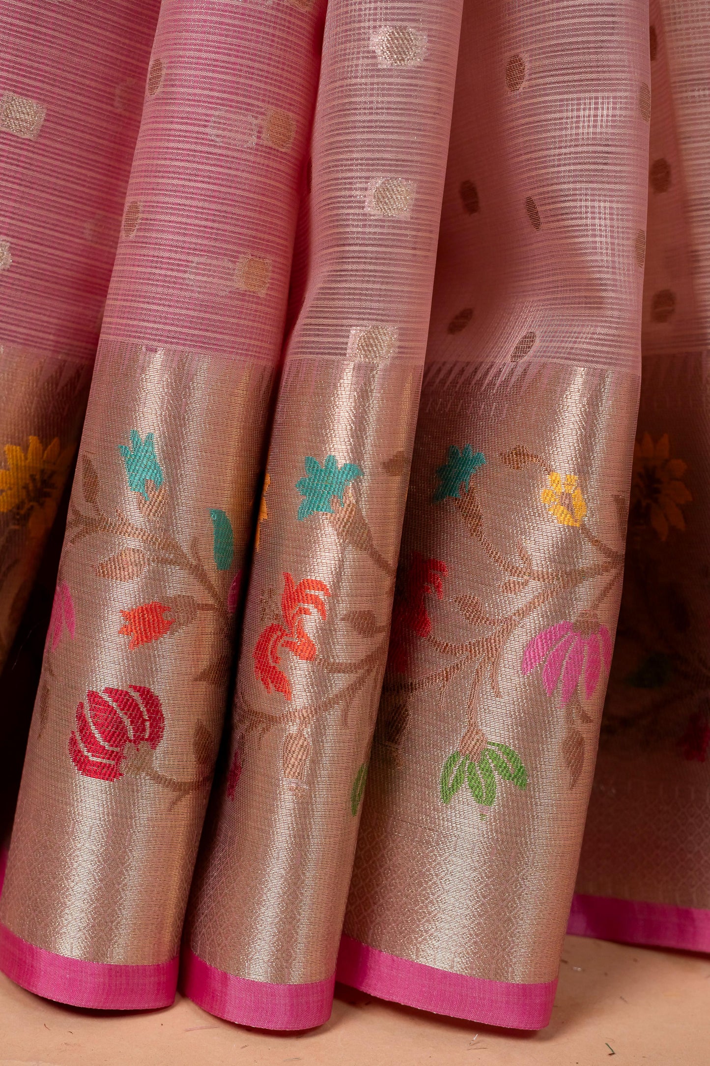Pink Tissue Kota Designer Pathni Border Premium Banarasi Saree