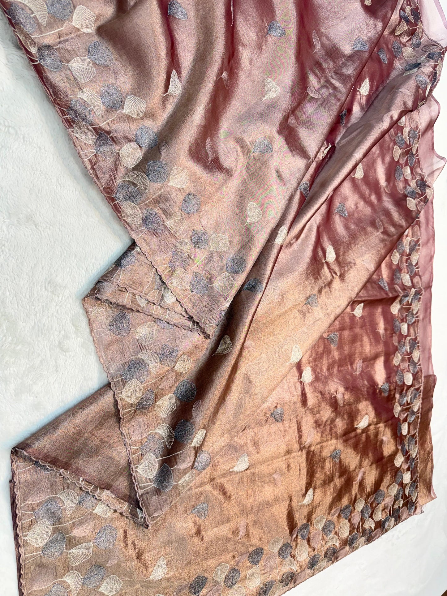 Coffee Brown Tissue Designer Embroidery Premium Banarasi Saree