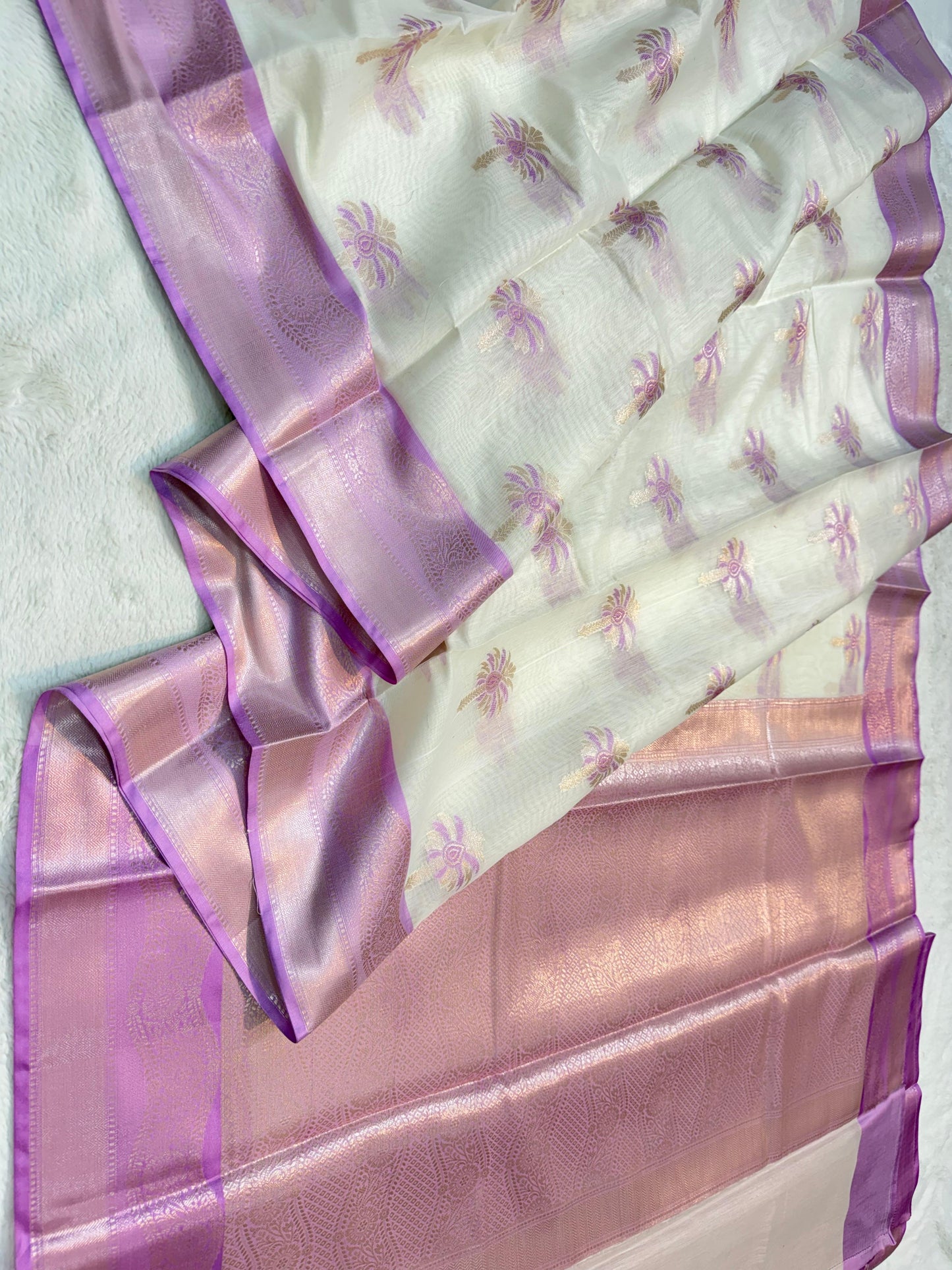 Lovender Cotton Mina Kari Banarasi Saree