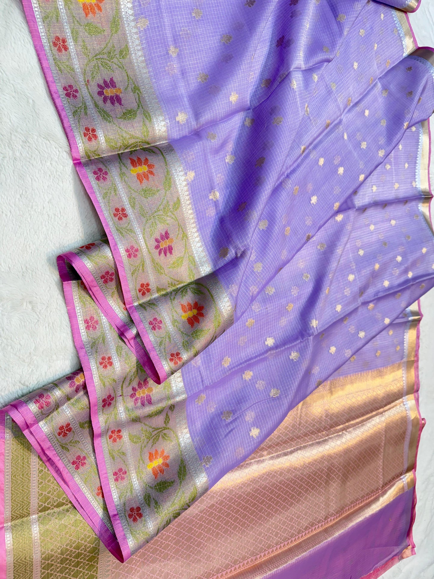 Lovender Cotton Kota Pathni Border Premium Banarasi Saree