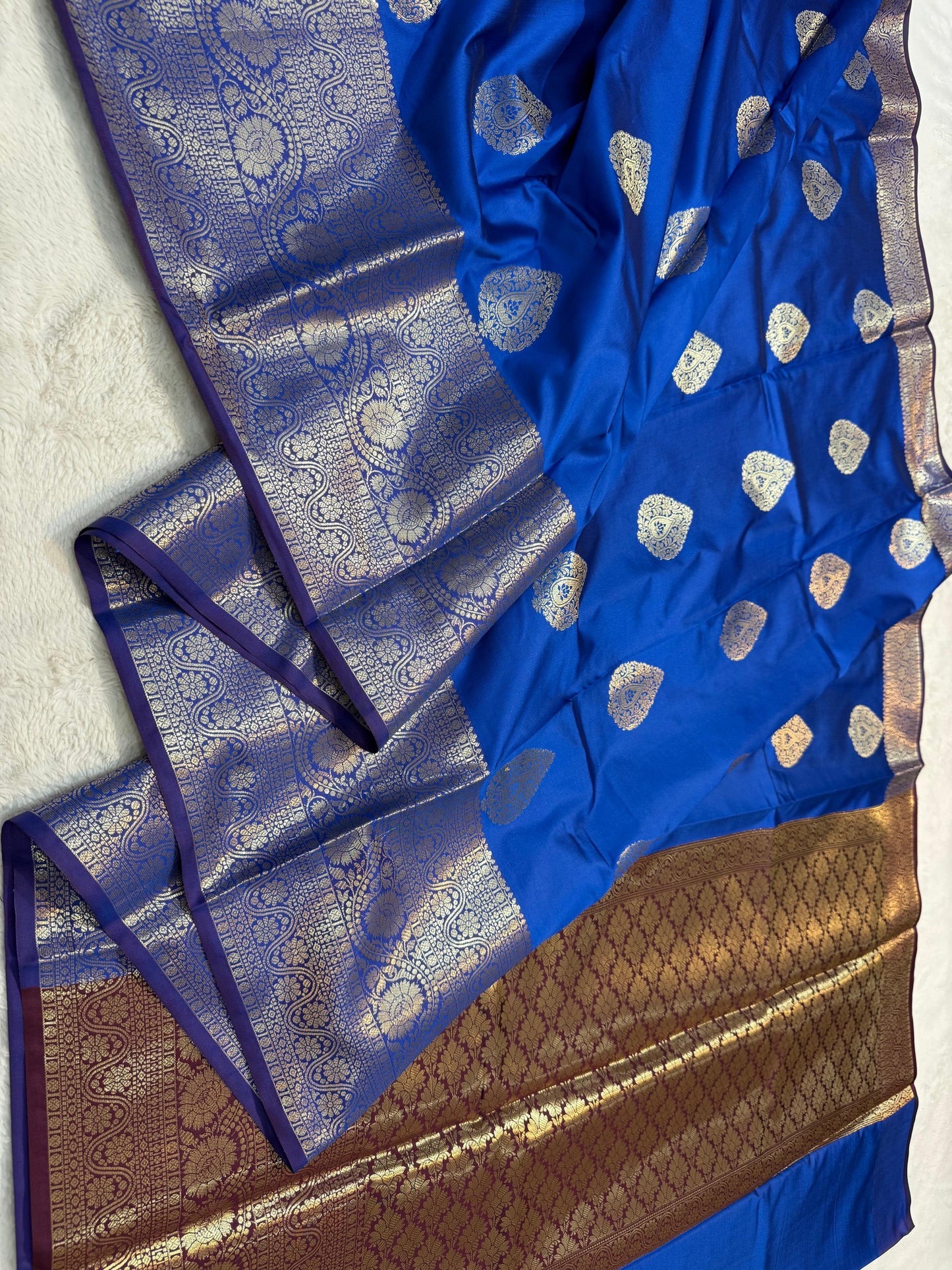 Royal Blue Banaras Soft Silk Saree