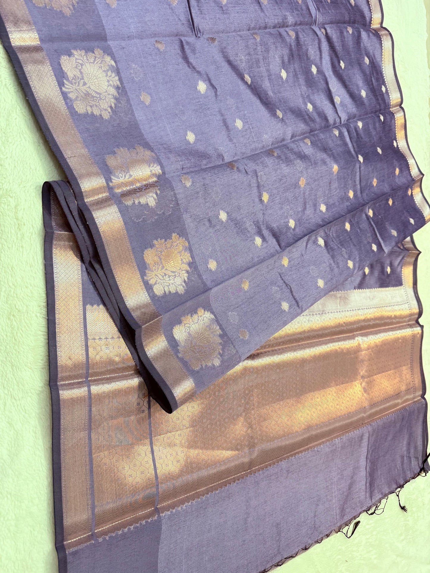 Gray Tusser Silk Banarasi Saree