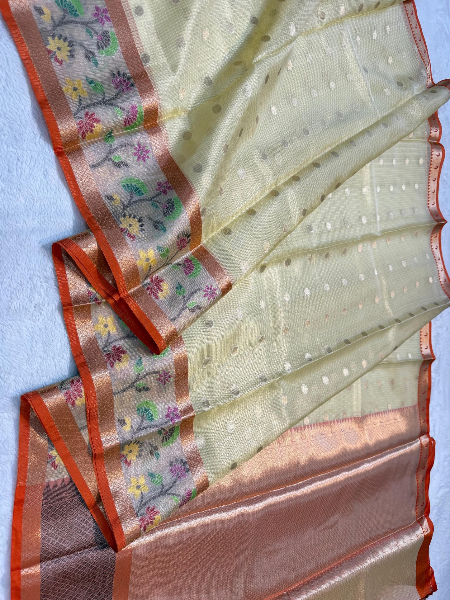Gold Tissue Kota Pathni Border Premium Banarasi Saree