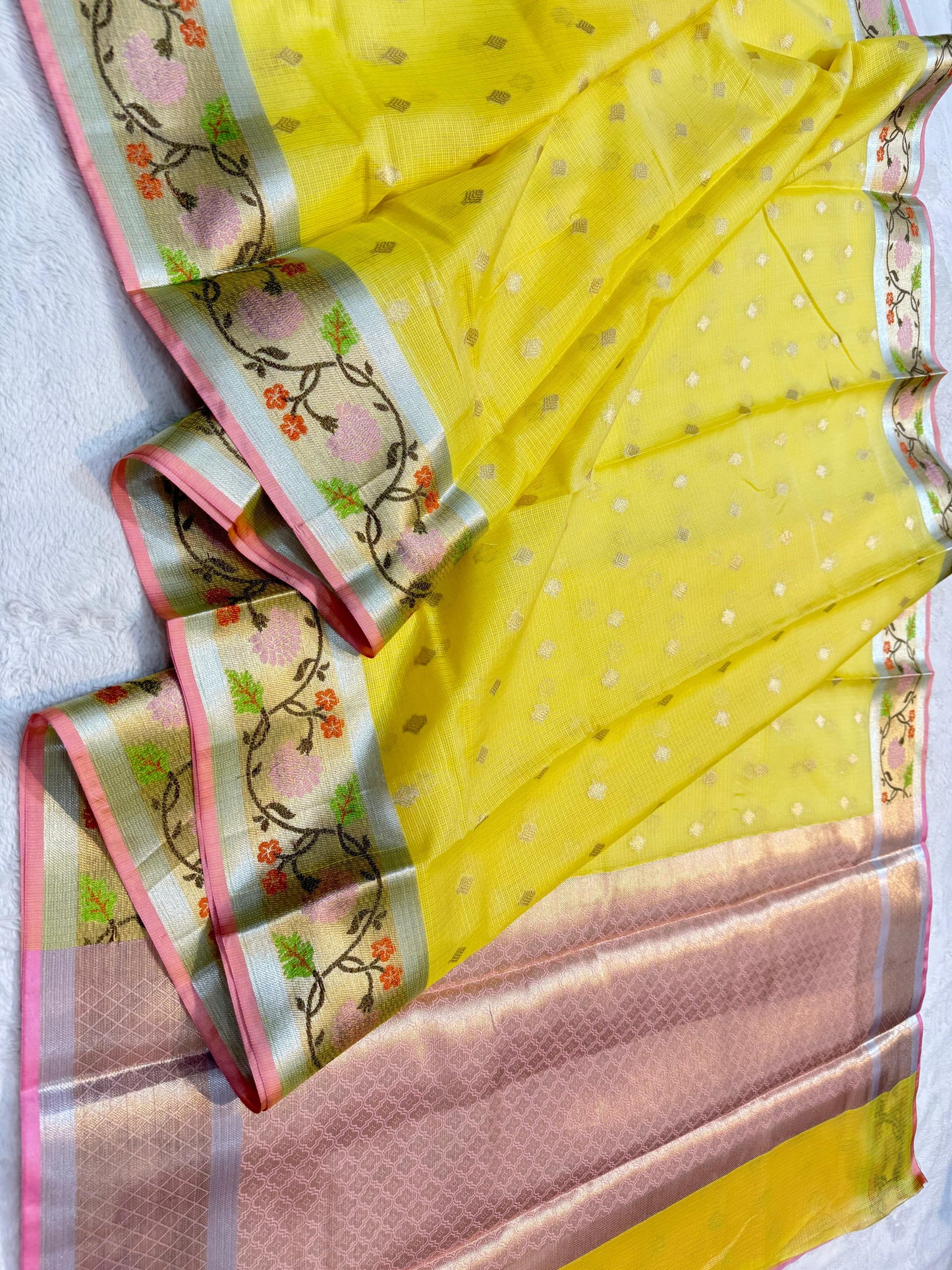 Gold Tissue Kota Pathni Border Premium Banarasi Saree