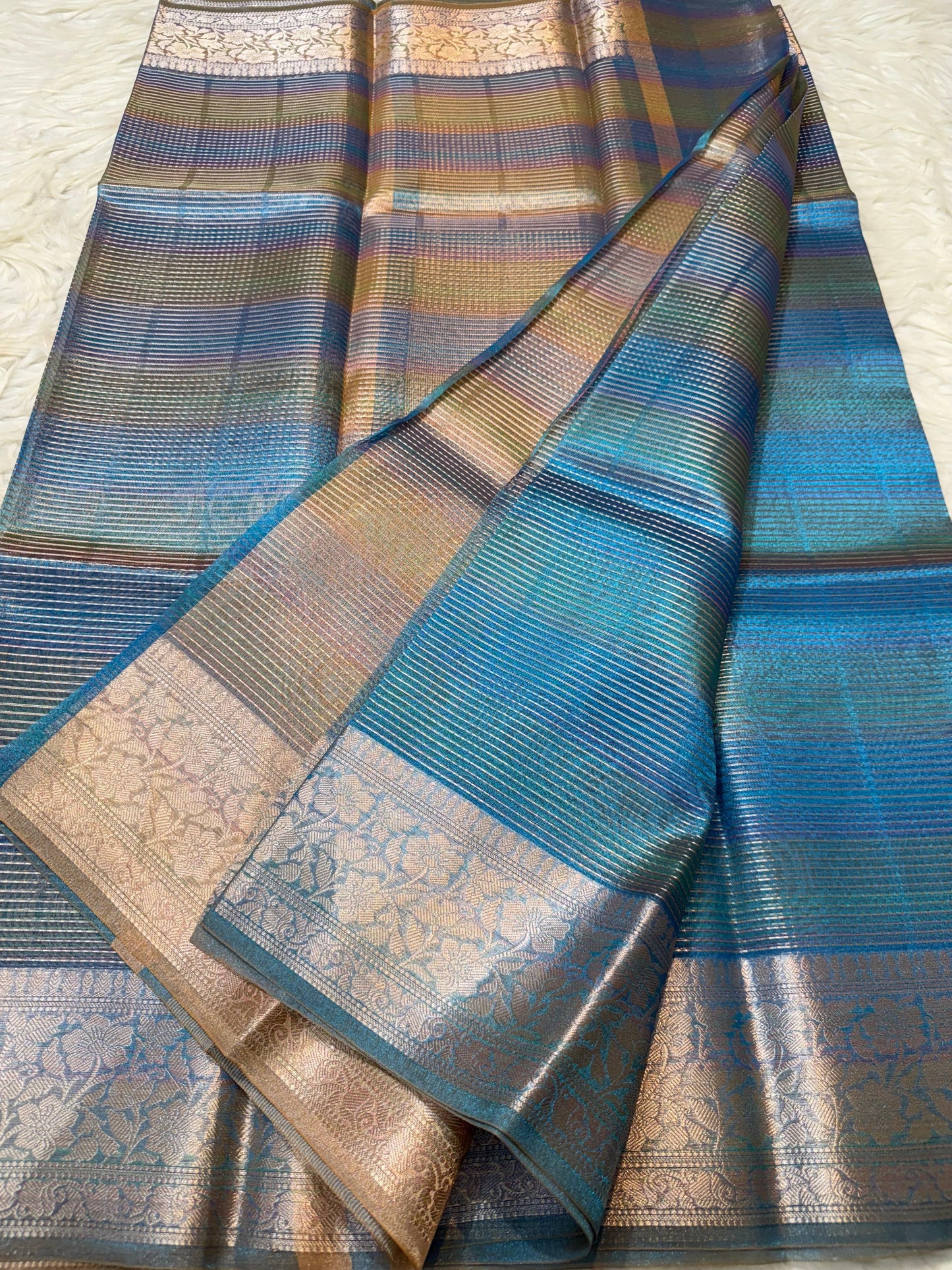 Blue Tissue Multi Saree