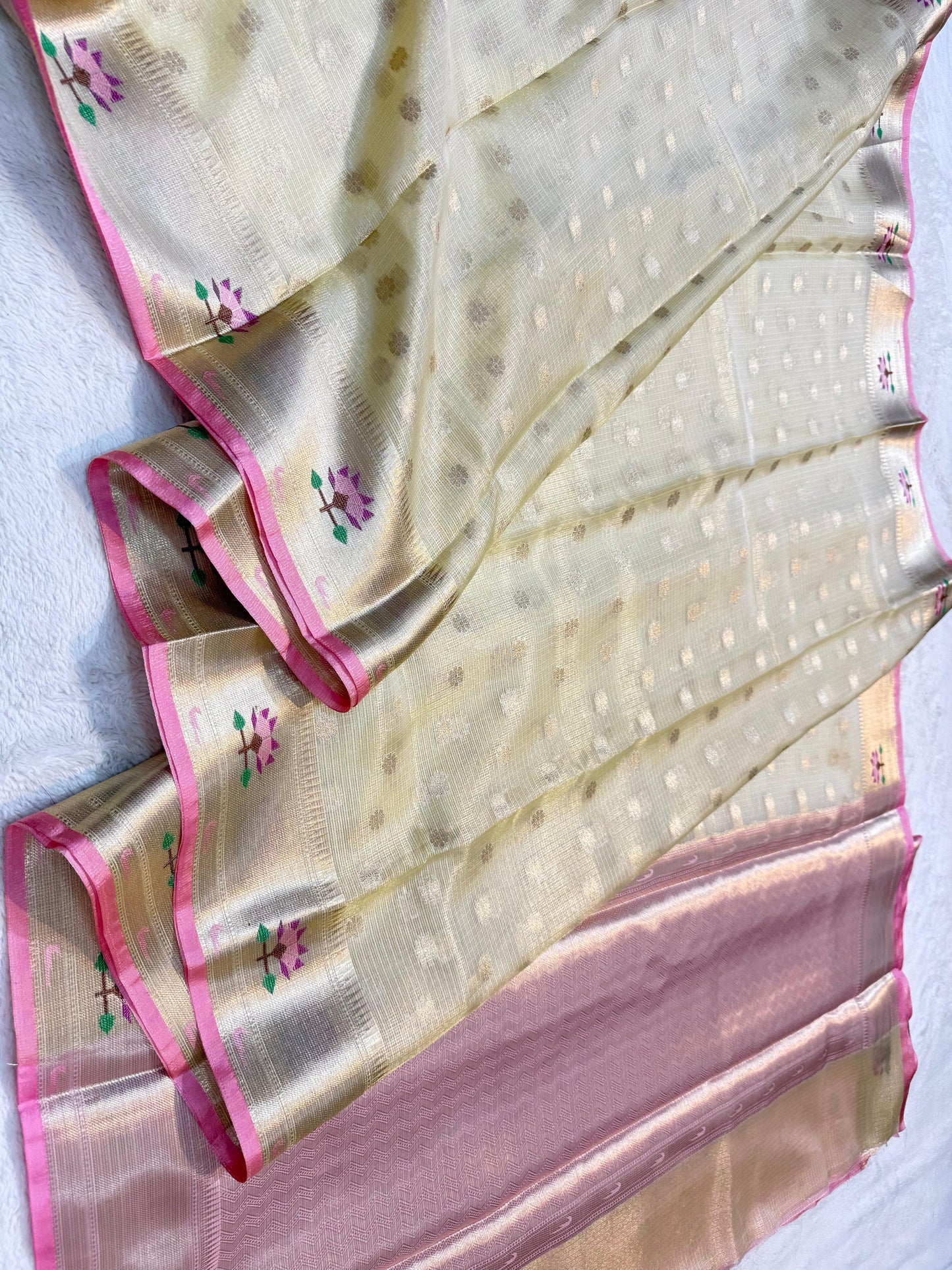 Gold Tissue Kota Pathni Border Premium Banarasi Saree