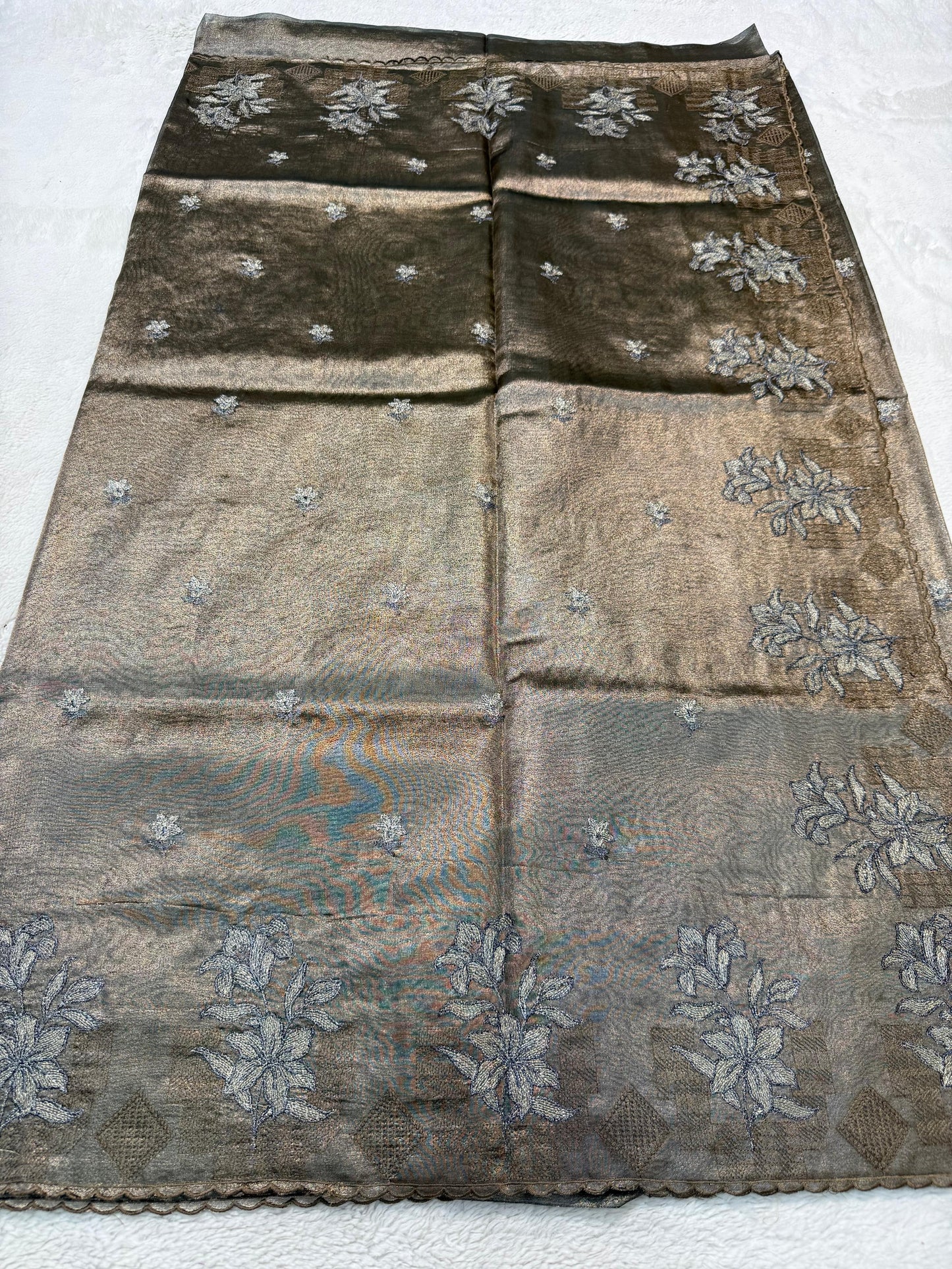 Mehndi Tissue Designer Embroidery Premium Banarasi Saree