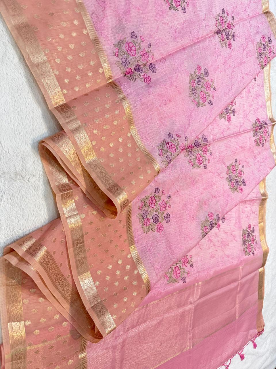 Pink Kota Designer Embroidery Premium Banarasi