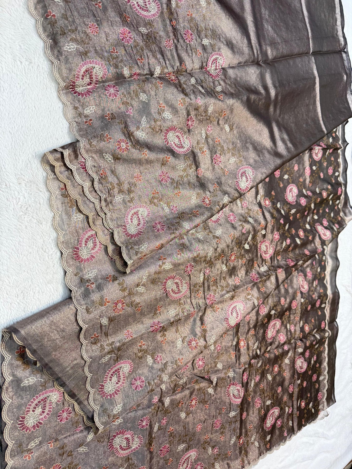 Tissue Designer Embroidery Premium Banarasi Saree
