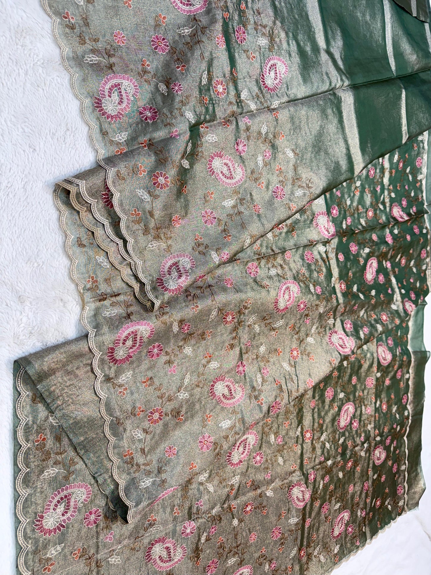 Tissue Designer Embroidery Premium Banarasi Saree