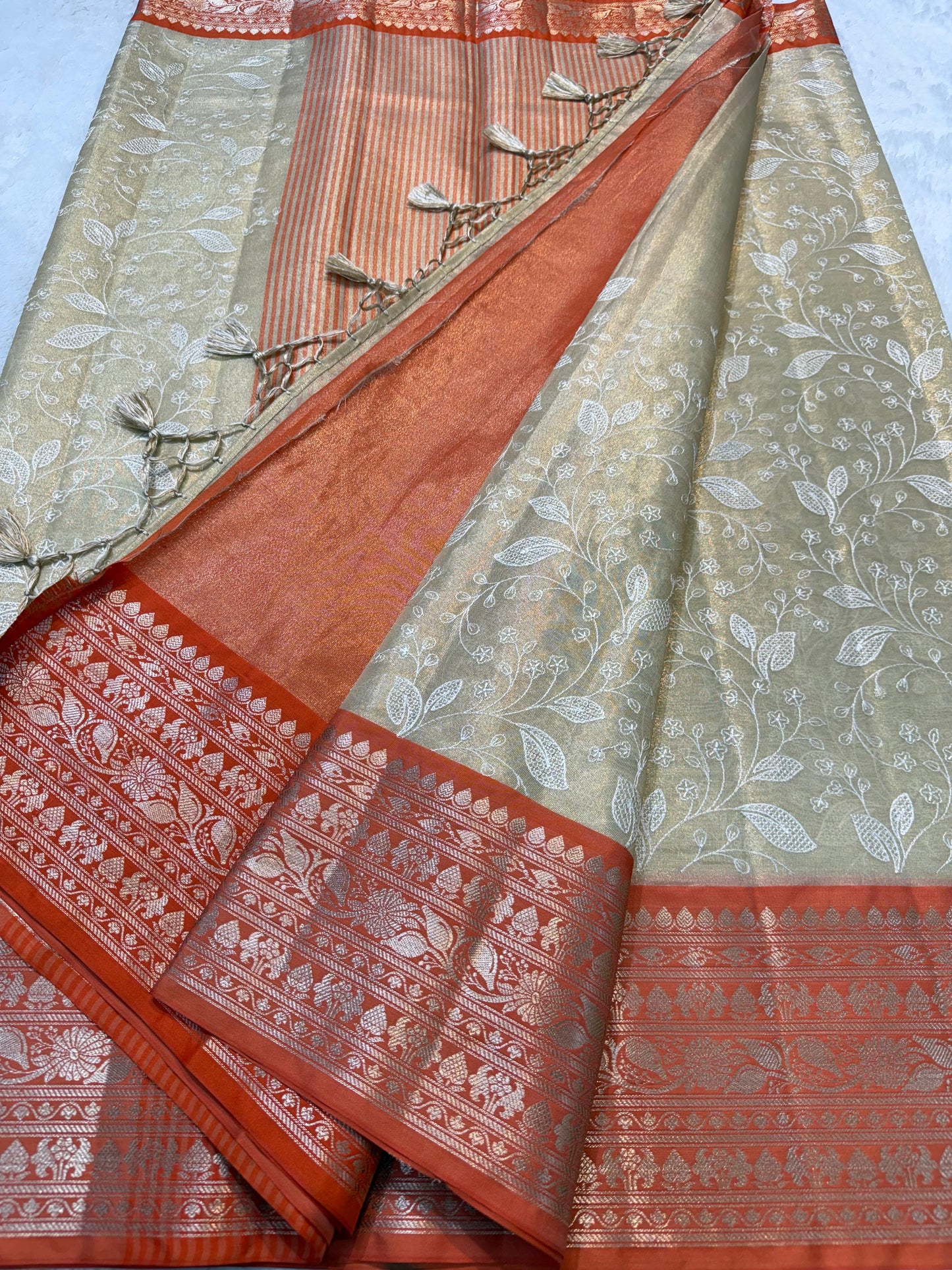 Tissue Designer Embroidery Premium Banarasi Saree