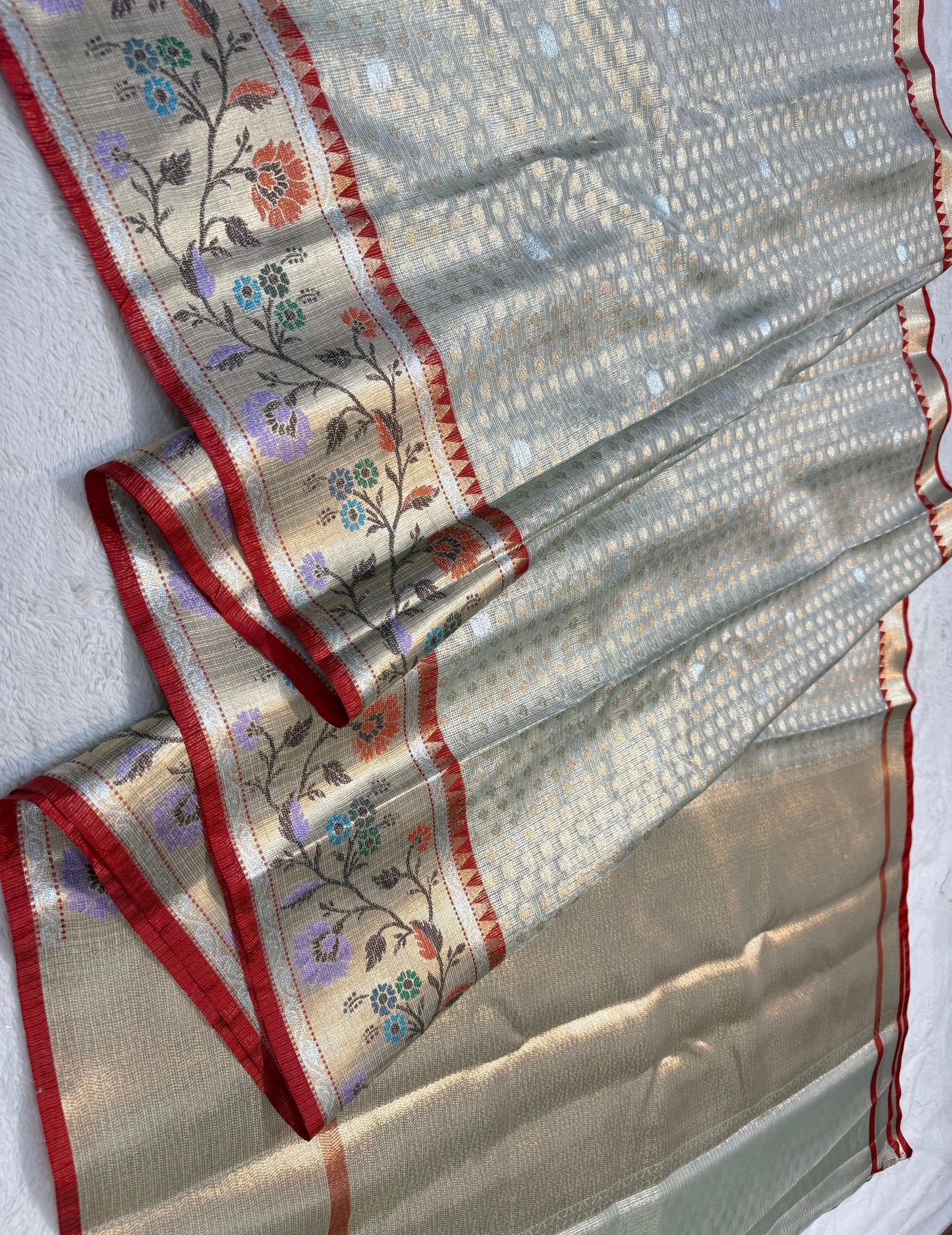 Green Tissue Kota Paithani Border Premium Banarasi Saree
