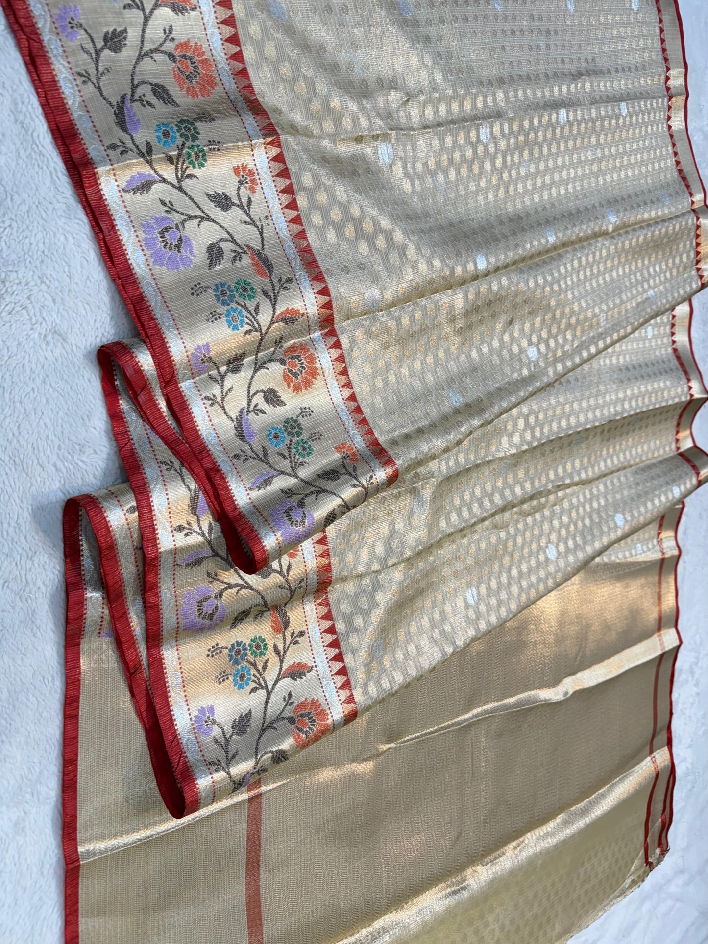 Gold Tissue Kota Paithani Border Premium Banarasi Saree
