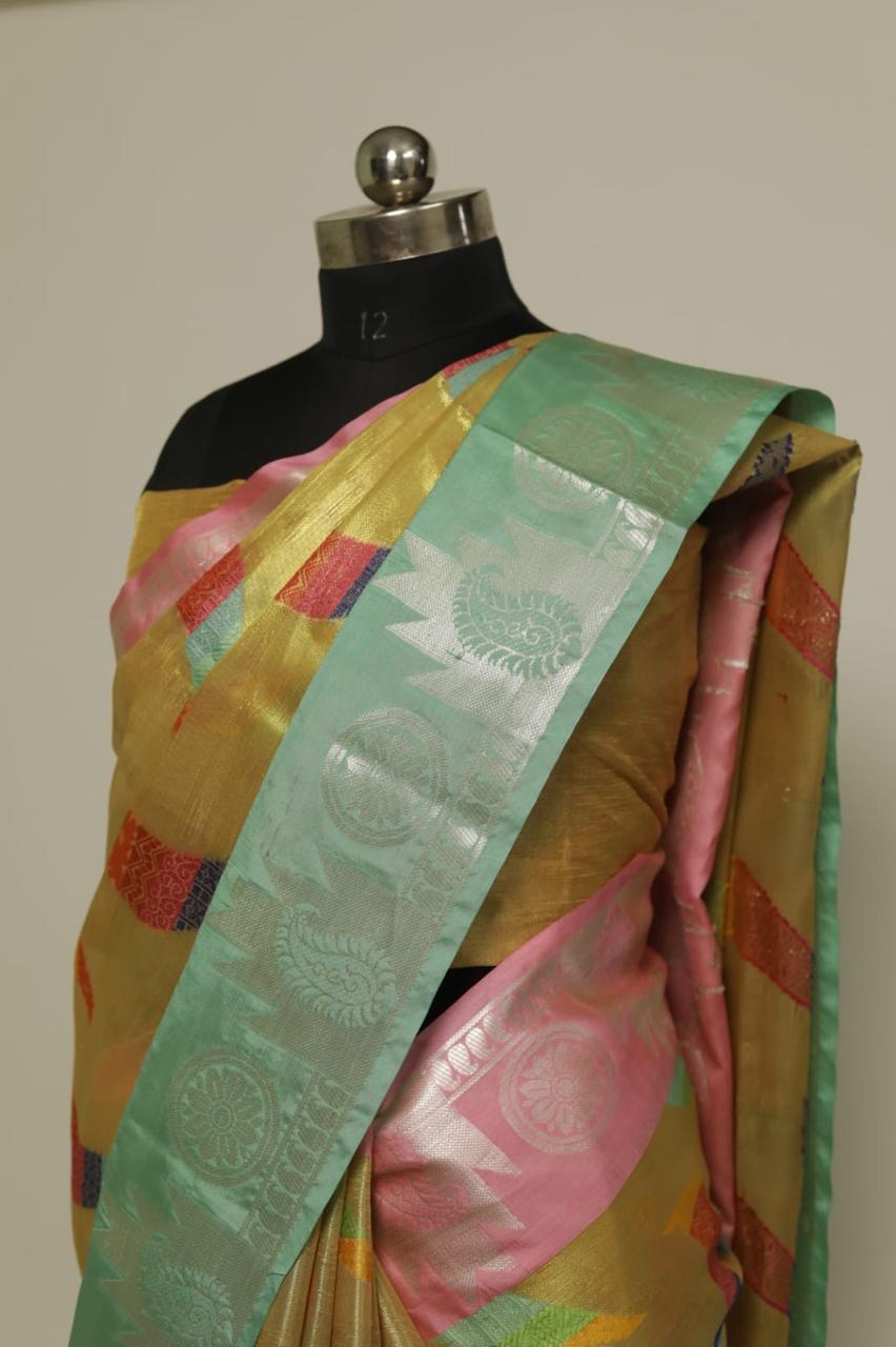 Tissue Multicolor Banarasi Saree