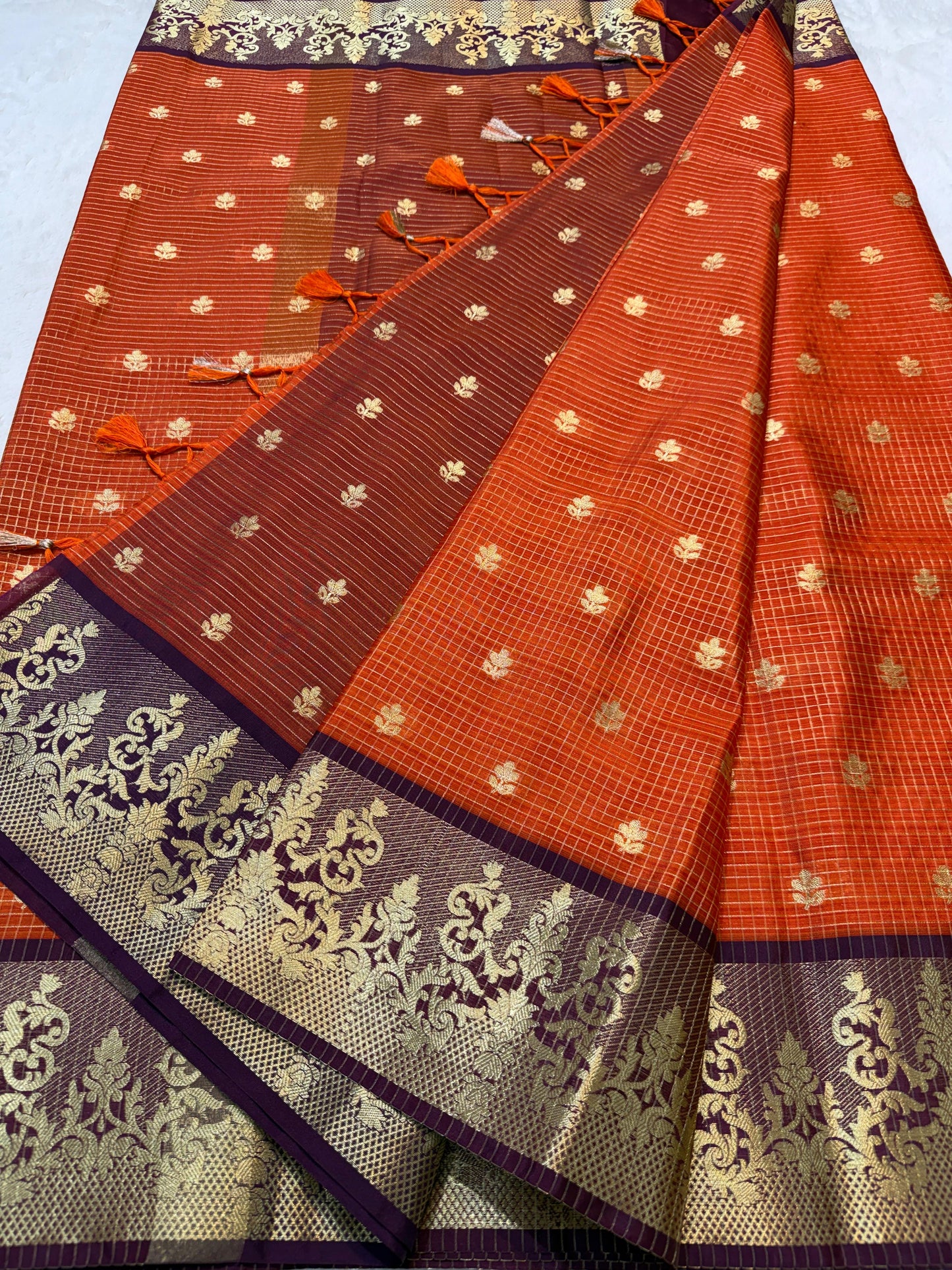 Orange Soft Silk Banarasi Saree