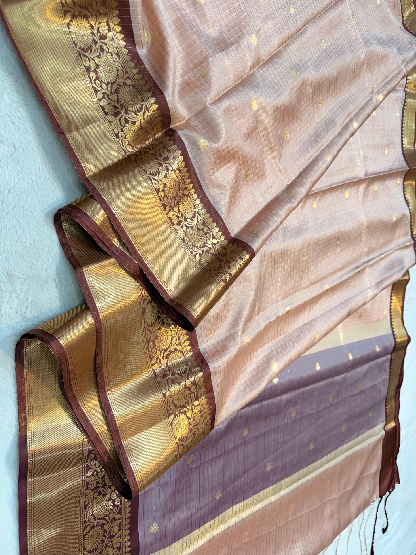 Baby Pink Soft Silk Banarasi Saree