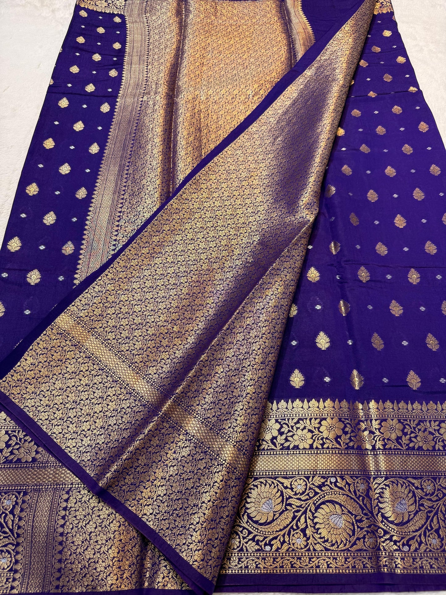 Royal Blue Raw Mango Premium Banarasi Saree