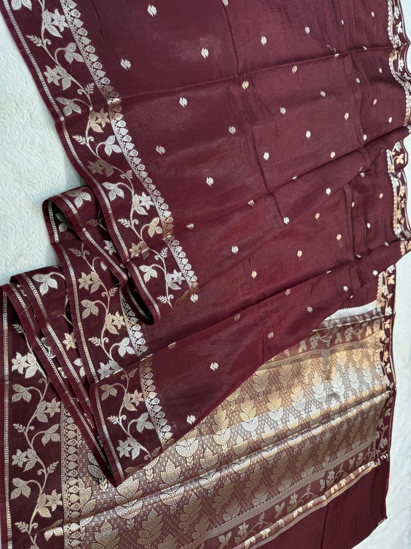 Wine Raw Mango Premium Banarasi Saree