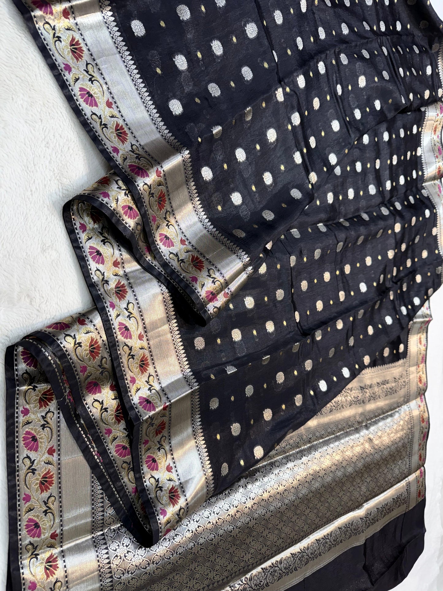 Black Raw Mango Premium Banarasi Saree