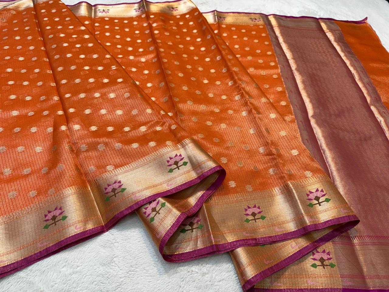 Tissue Kota Paithani Border Premium Banarasi Saree