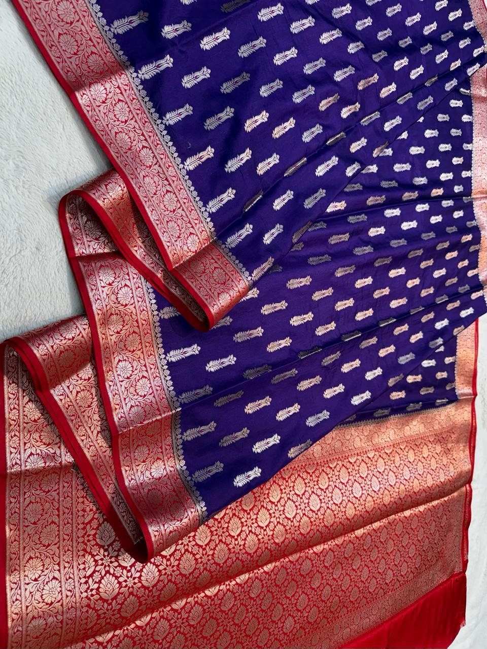 Blue Semi Mashru Silk Premium Banarasi Saree