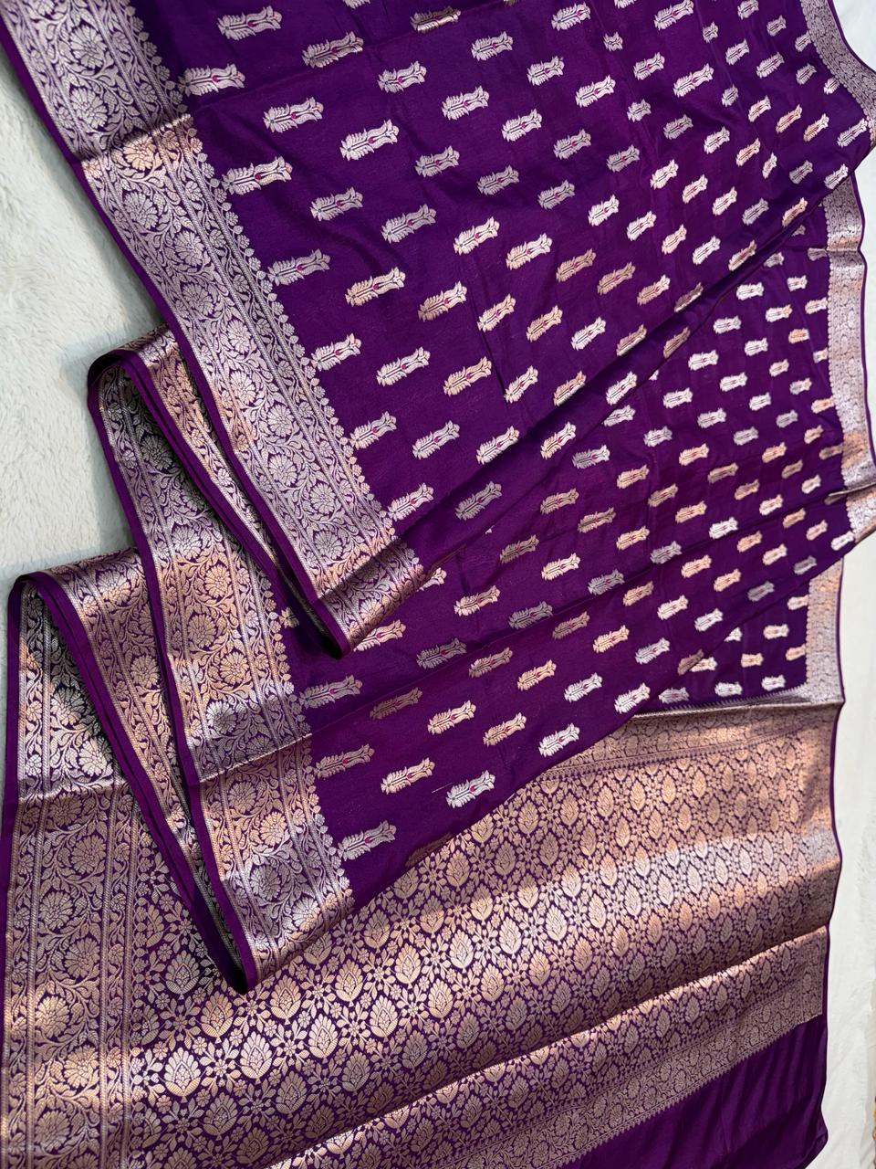 Blue Semi Katan Premium Banarasi Saree