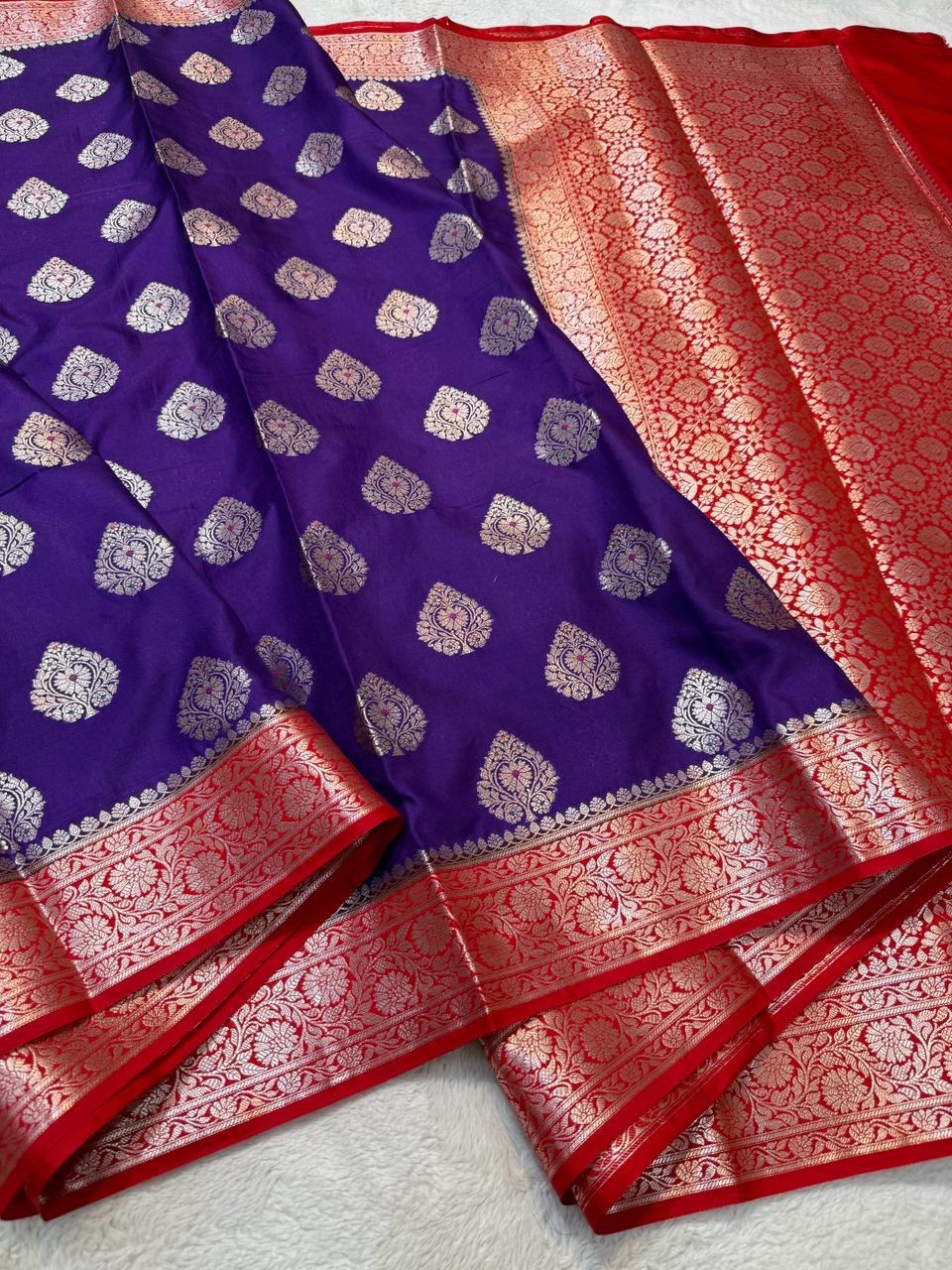 Royal Blue Semi Katan Premium Banarasi Saree