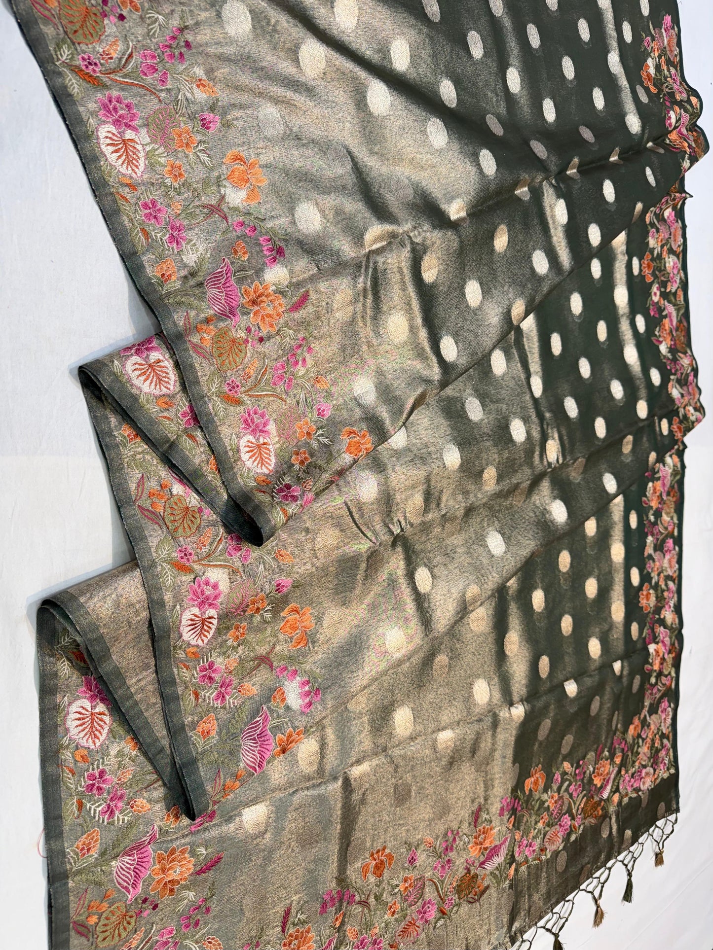 Tissue Designer Embroidery Premium Banarasi Saree