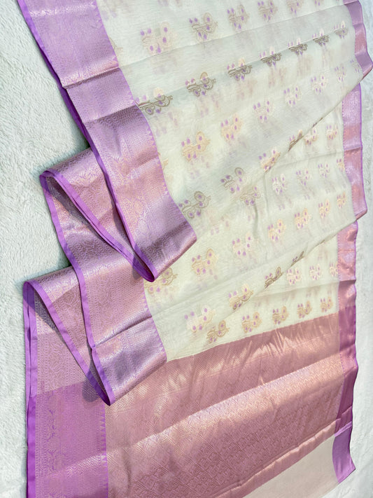 Lovender Cotton Silk Mina Premium Banarasi Saree