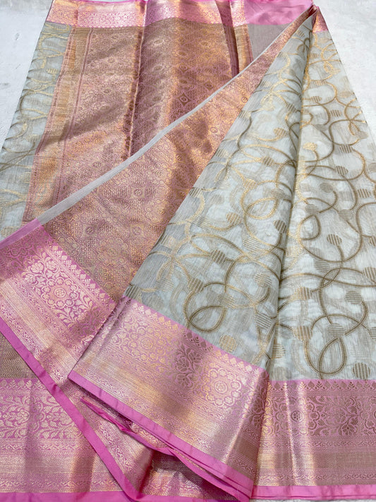 Pink Cotton Silk Premium Banarasi Saree