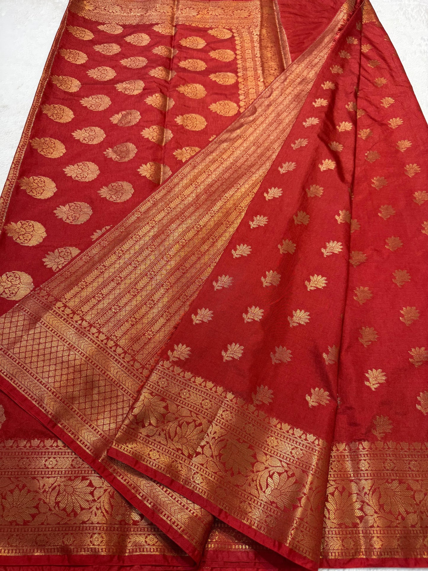 Red Dupion Silk Premium Banarasi Saree