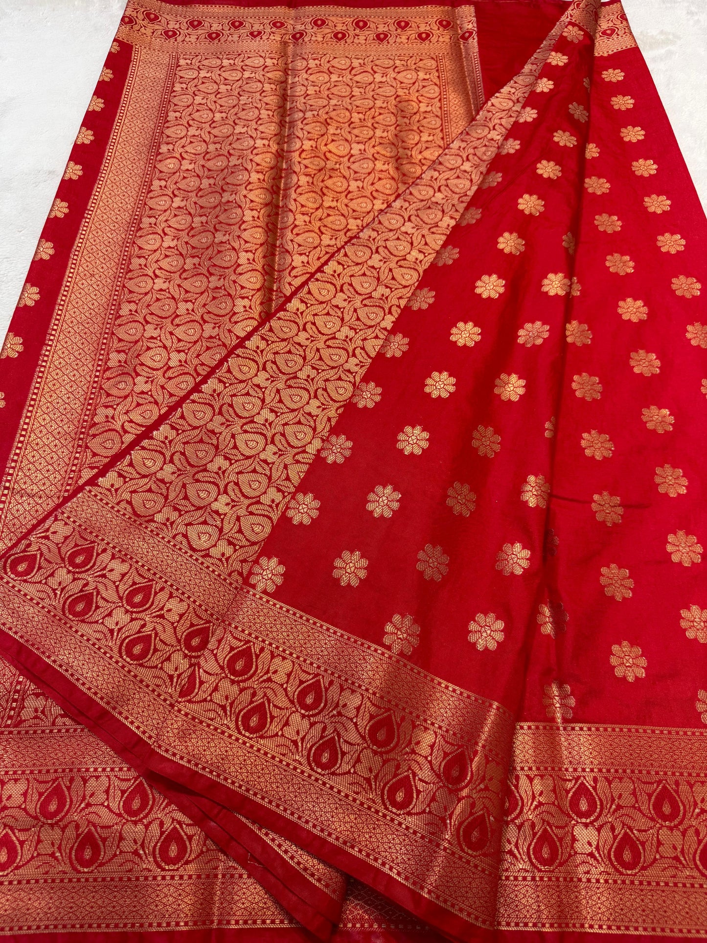 Red Dupion Silk Premium Banarasi Saree