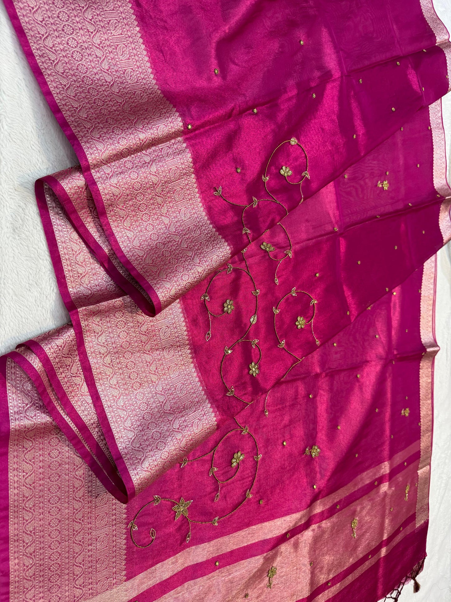 Maharani Tissue Designer Handwork Premium Banarasi Silk Saree