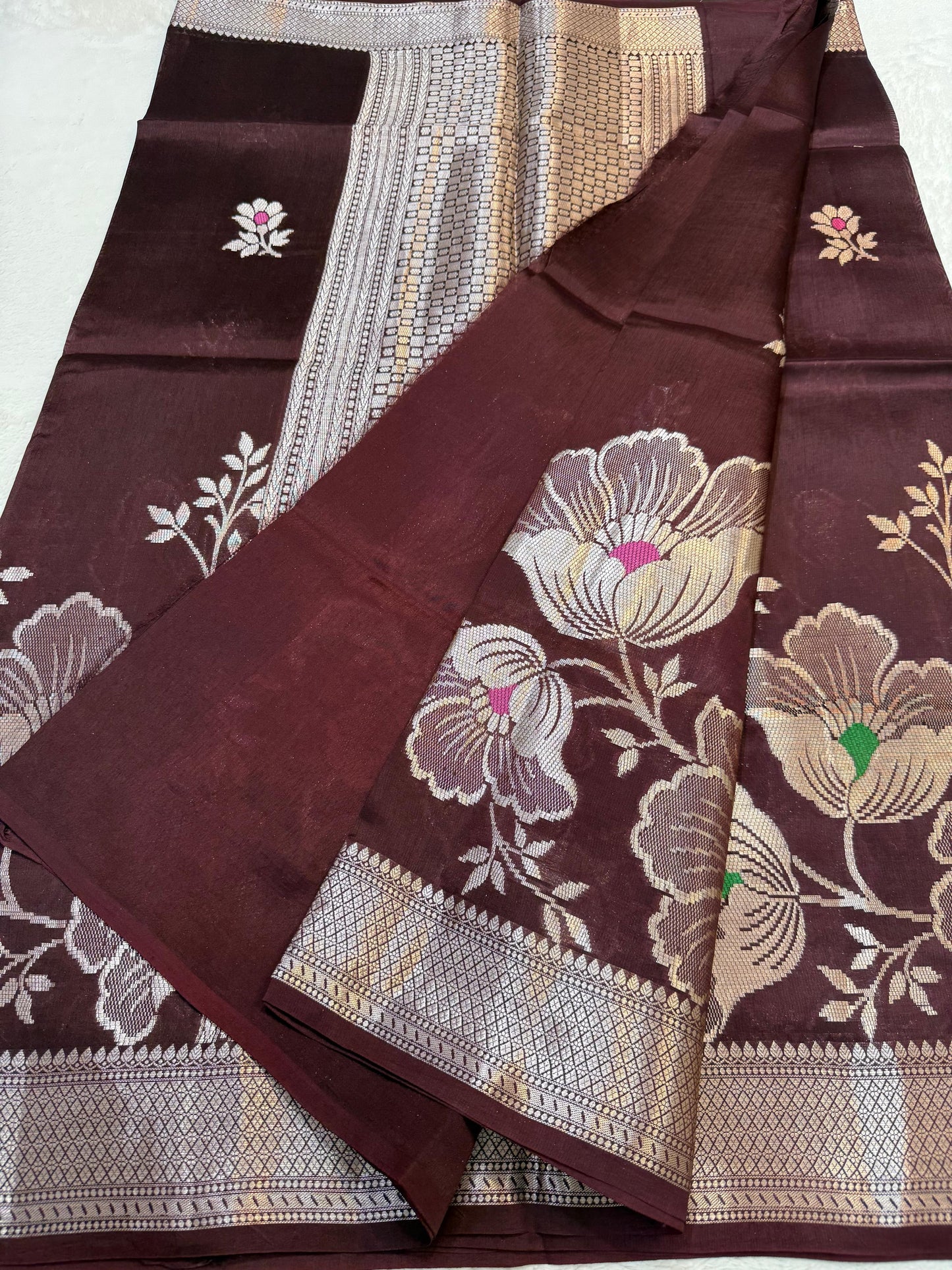 Wine Shade Pure Viscose Premium Banarasi Silk Saree