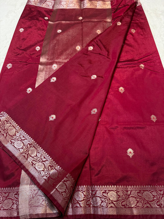Maroon Soft Silk Premium Banarasi Saree