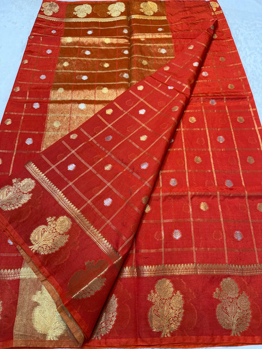 Orange Shade Raw Mango Premium Banarasi Saree