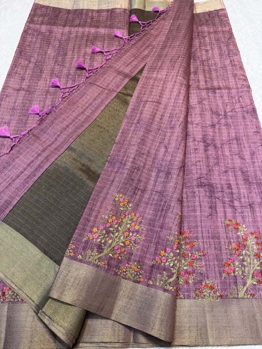 Pink Shade Khadi Silk Designer Embroidery Premium Banarasi