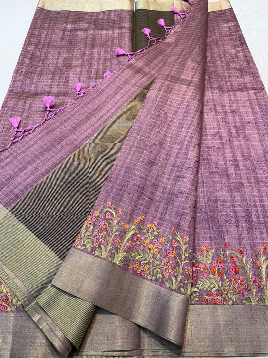 Pink Shade Khadi Silk Designer Embroidery Premium Banarasi