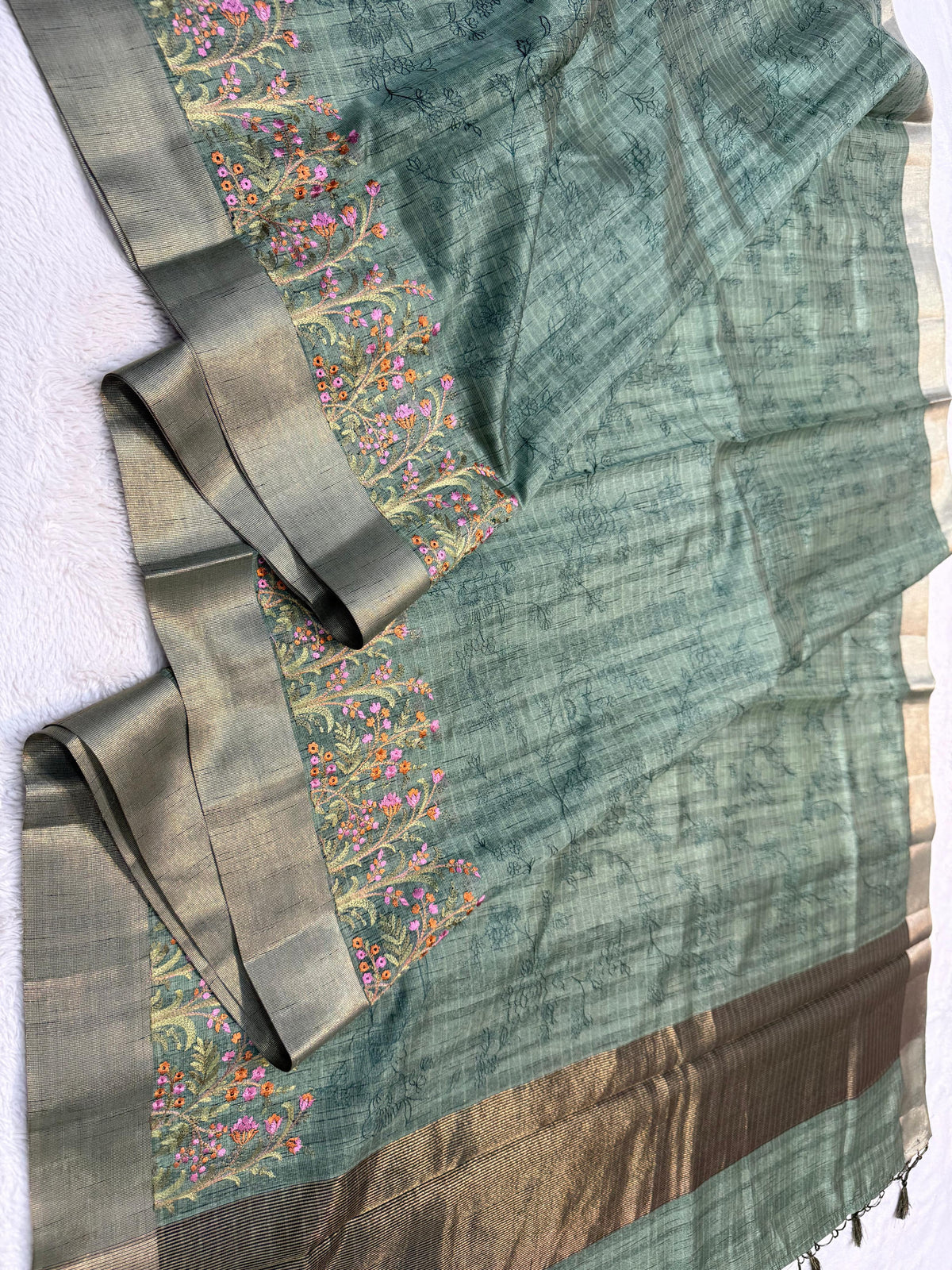 Green Shade Khadi Silk Designer Embroidery Premium Banarasi